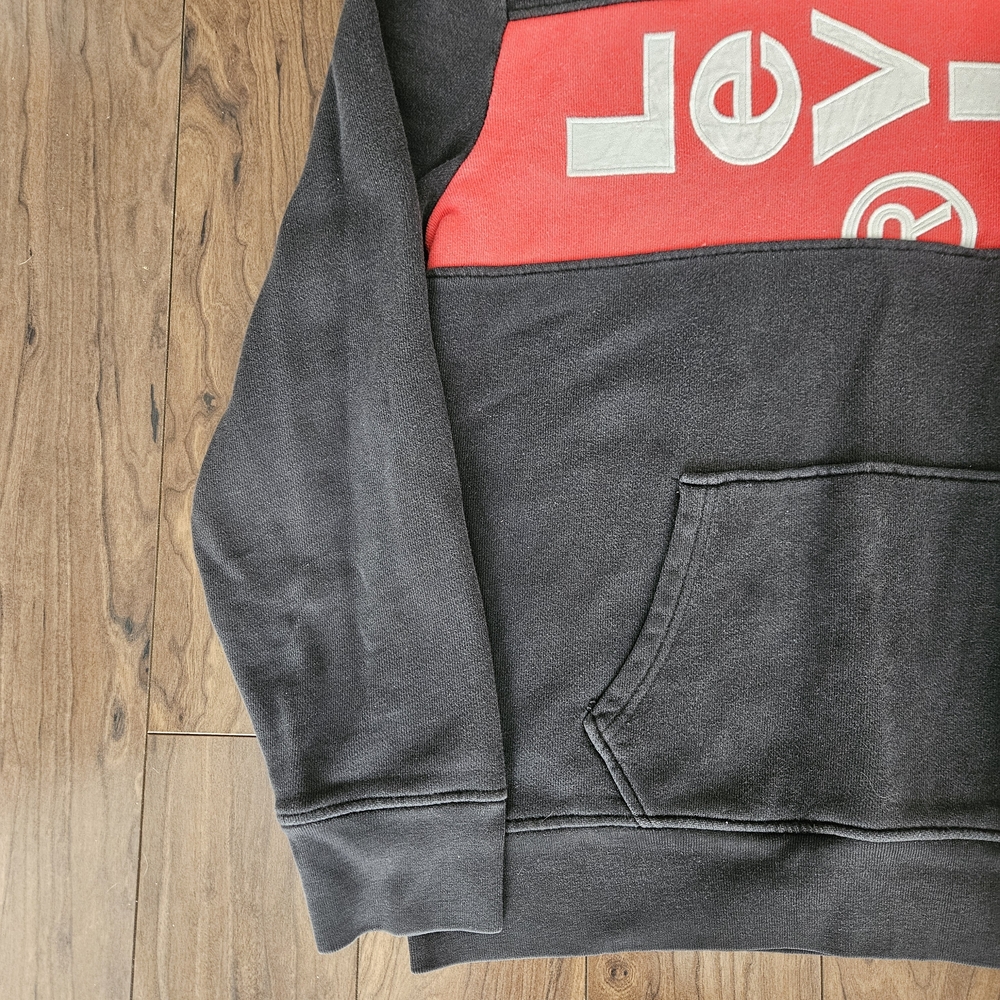 Levi's Black Hoodie Mens Large Spellout Box Logo Sweatshirt - Picture 2 of 6